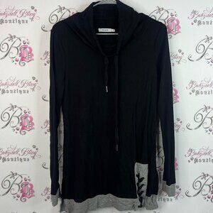 Ricki's turtleneck sweater lace corset detail Black and Gray Hooded Sweatshirt